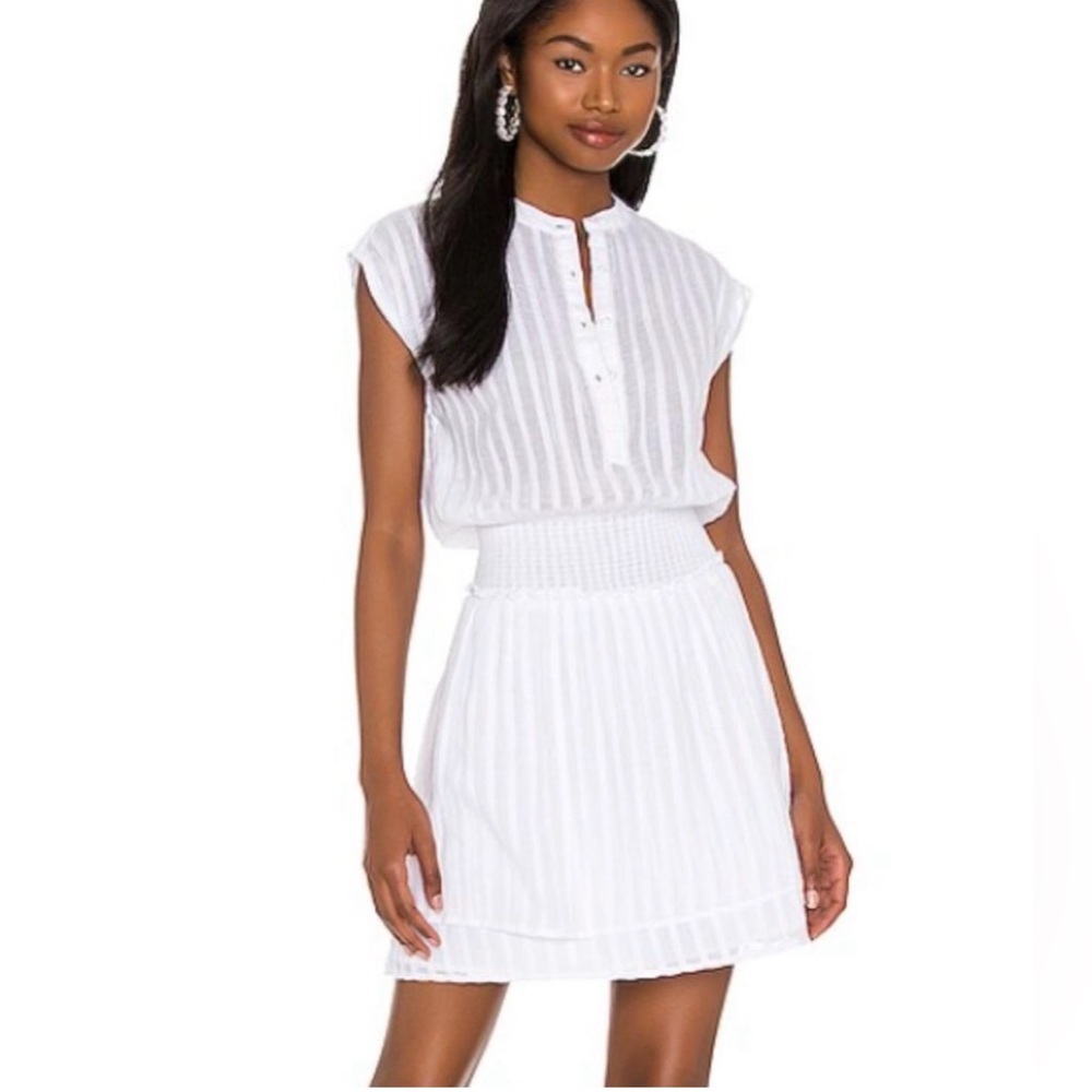 Rails Angelina White Smocked Sleeveless Dress 100% Lightweight Cotton Medium